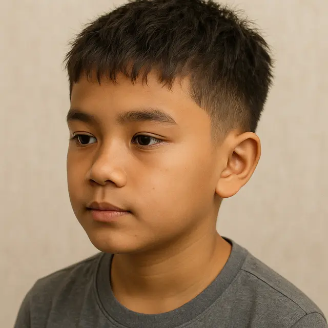 Model Rambut Tipis Anak Laki-laki Textured Crop untuk Kesan Kasual (Foto: Rizka Nur Laily via ChatGPT)