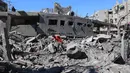Laporan Kementerian Kesehatan setempat menegaskan bahwa serangan militer Israel telah mengakibatkan kehancuran besar terhadap kehidupan sipil, rumah-rumah warga, serta infrastruktur kesehatan dan kemanusiaan di Gaza. (Eyad BABA/AFP)
