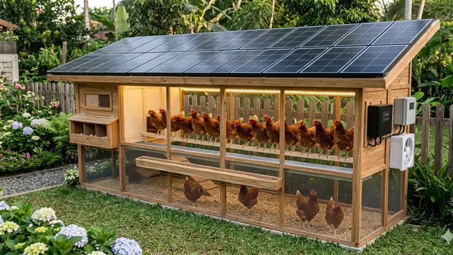 Desain Kandang Ayam dengan Panel Surya Mini. Gemini