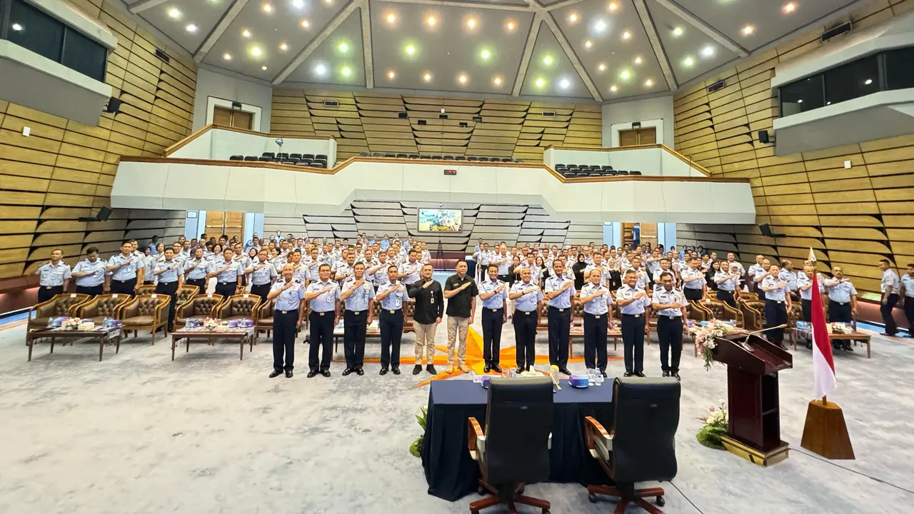 Sosialisasi pelaporan SPT Tahunan dan pemadanan NIK dengan NPWP di Auditorium Denmabesau I. G. Dewanto, Markas Besar TNI Angkatan Udara, Jakarta Timur, Jumat (25/1/2024). (Dok DJP)