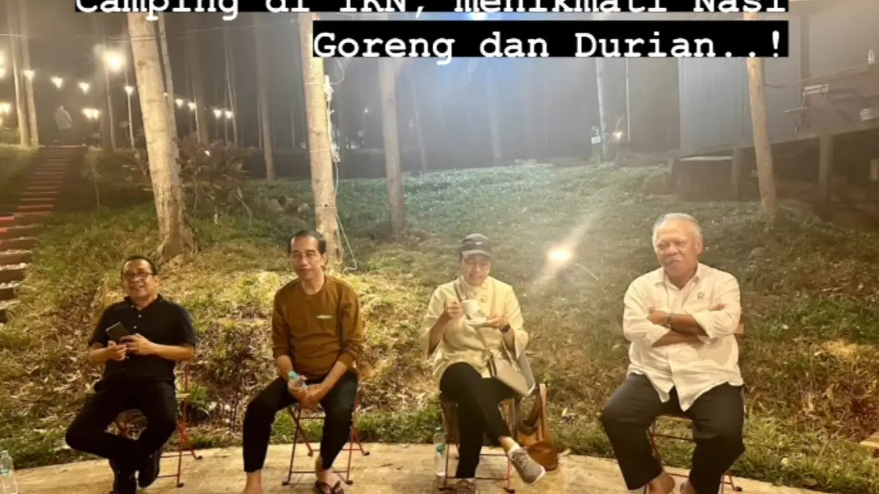 Sri Mulyani membagikan momen kamping di Ibu Kota Negara (IKN) Nusantara bersama Presiden Joko Widodo (Jokowi)