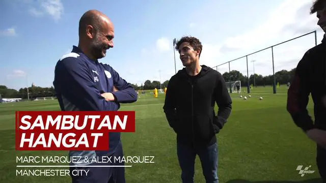 VIDEO: Pep Guardiola Sambut Hangat Marc Marquez dan Alex Marquez Saat Berkunjung ke Manchester City