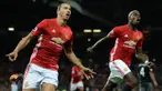 Pemain Manchester United, Zlatan Ibrahimovic dan Paul Pogba merayakan gol ke gawang Southampton pada laga Liga Premier Inggris di Stadion Old Trafford, Manchester, Inggris, Sabtu (20/8/2016). MU menang 2-0 atas Southampton. (AFP/Oli Scarff) 