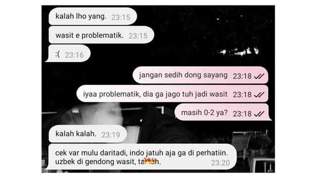 6 Chat Cowok Luapkan Emosi ke Pacar Usai Indonesia Kalah Ini Kocak