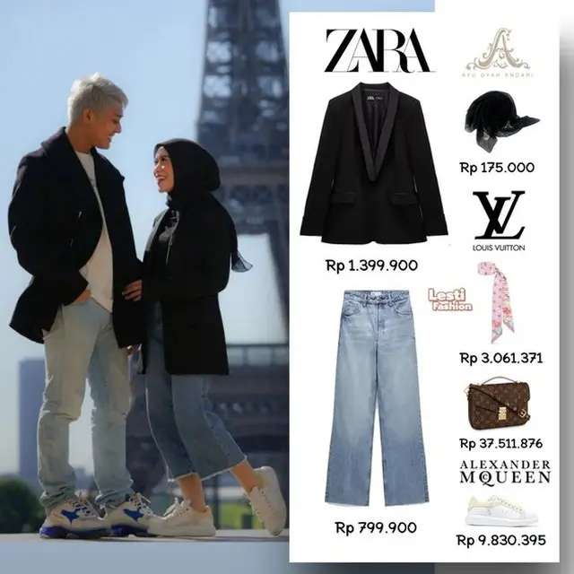 Oufit Lesti Kejora di Paris. (Foto: Instagram/lesti.fashion)