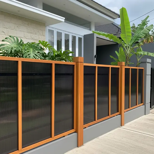 Model Pagar Kayu Kombinasi Polikarbonat