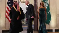 Temui Putra Mahkota Arab Saudi, Melania Trump Kenakan Gaun Hijau Tanpa Lengan Rp 56 Juta