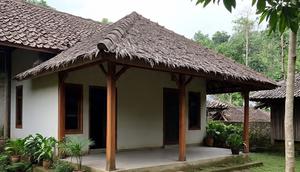 Desain Rumah Kampung dengan Konsep Semi Outdoor Cocok Buat Iklim Tropis. (Foto: AI)