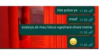 6 Chat Pacar Minta Putus Pakai Alasan Mau Fokus Ini Kocak (sumber: Twitter/txtdrkaumbengek)