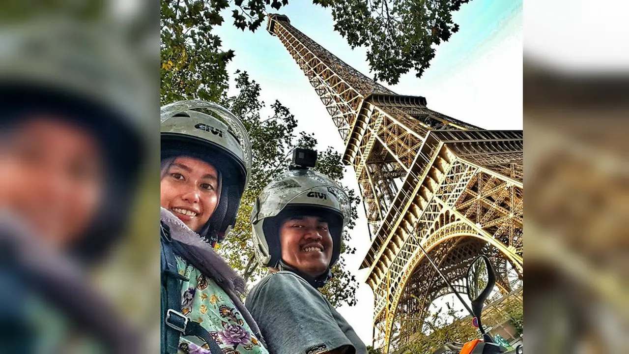 Mohd Alfishahrin Zakaria dan Diana Latief, sepasang suami-istri yang mengendarai motor dari Malaysia ke Inggris (Facebook/Mohd Alfishahrin)