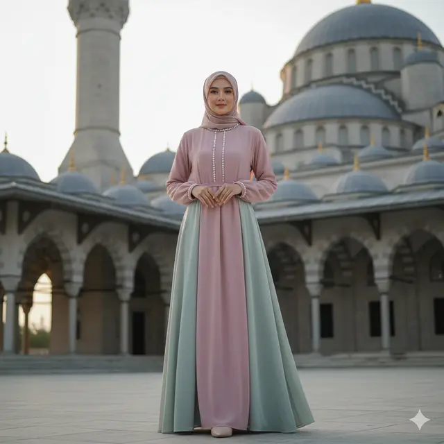 Model Gamis Kombinasi Ceruti