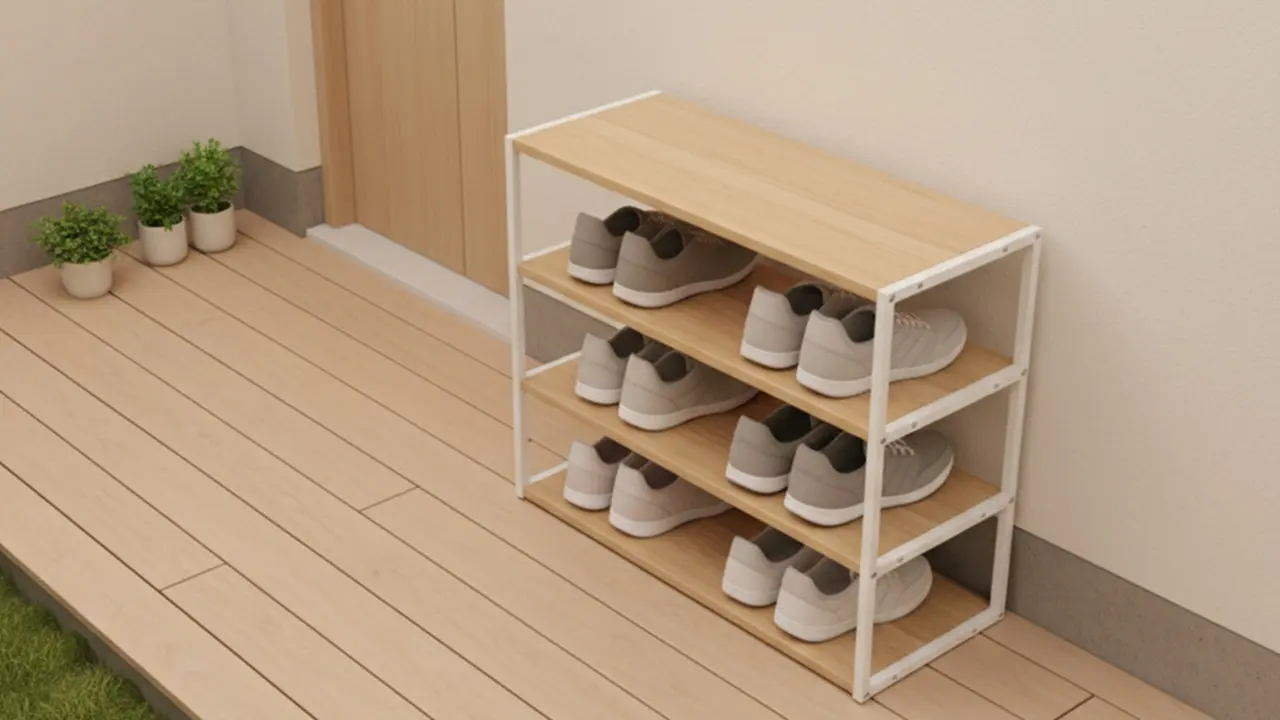 Desain Teras Rumah Sempit tapi Muat Rak Sepatu