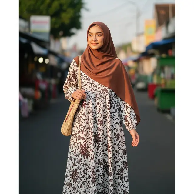 Gamis Batik Loose Fit Motif Kawung