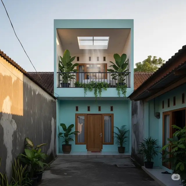 Inspirasi Rumah Sederhana Adem di Gang Kampung. Foto: Gemini