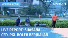 Situasi terkini car free day, PKL telah diizinkan buka. Masyarakat diminta waspada kenaikan kasus Covid-19 dan diimbau untuk terapkan prokes.