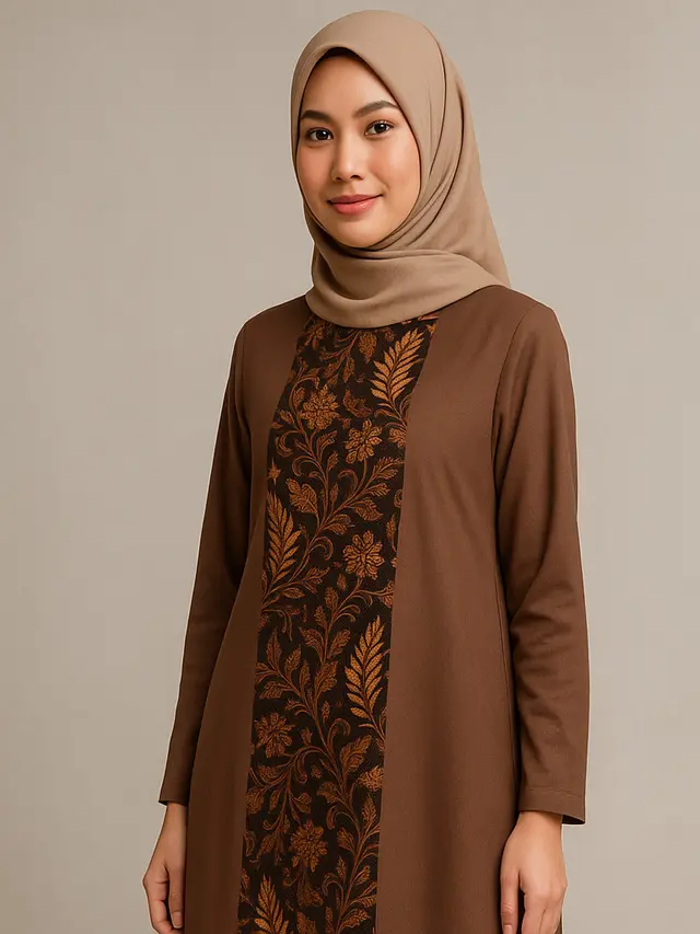 7 Model Dress Batik Lengan Panjang Kombinasi Polos, Tren Fashion Modern yang Memadukan Tradisi dan Gaya Kontemporer