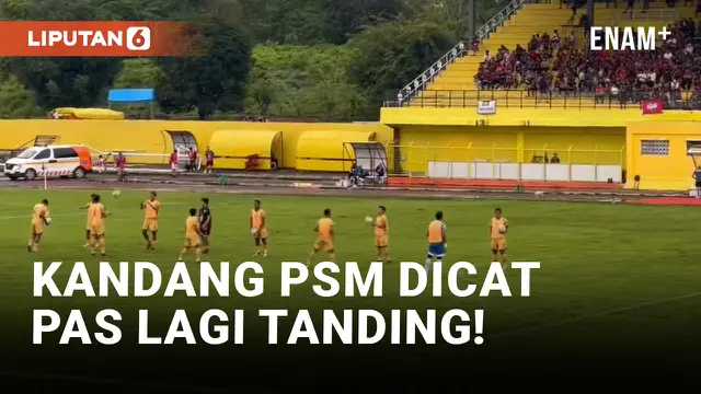 Garis Lapangan BJ Habibie Dicat Ulang pas Pertandingan PSM vs Dewa United
