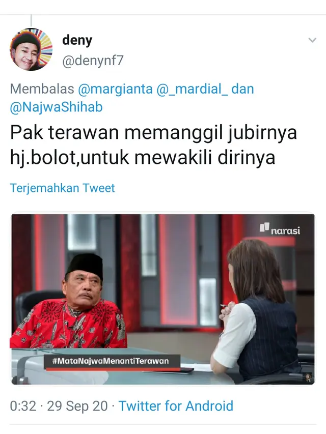Meme Najwa Shihab. (Foto: Twitter @denynf7)