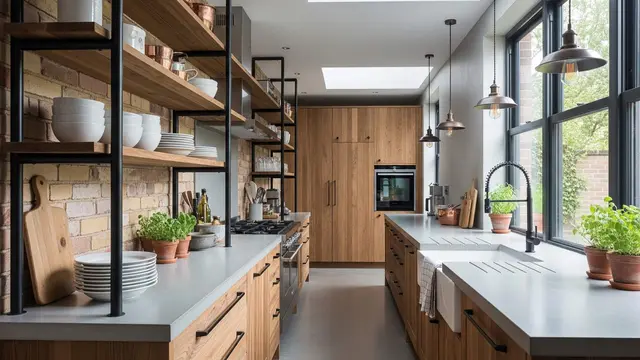 Ide Dapur Memanjang di Samping Rumah dengan Rangka Baja Ringan