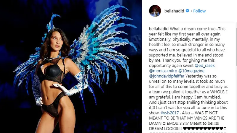 Bella Hadid Curhat Soal Victoria's Secret Fashion Show 2017