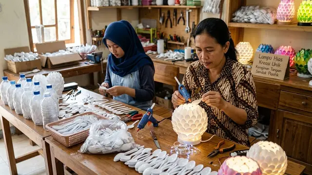 Cara Membuat Lampu Hias dari Sendok Plastik Bekas untuk Dijual (AI Generated)