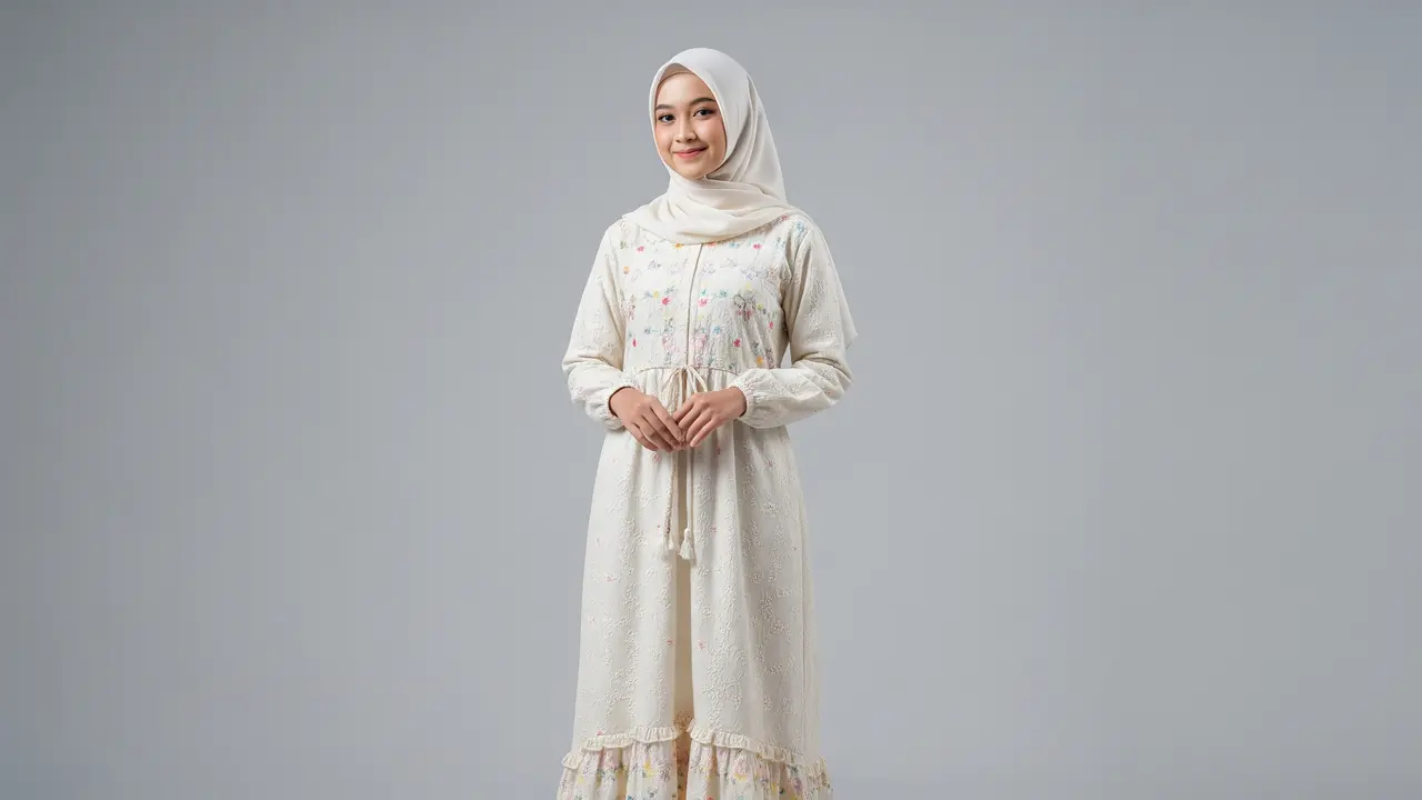 Model Gamis Katun Bordir Casual untuk Remaja