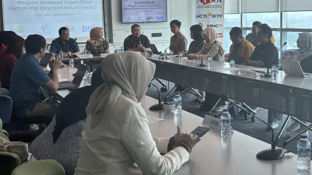Sosialisasi Program Pemerintah Bantuan Perumahan untuk Pekerja Media yang digelar di SCTV Tower, Kamis (8/5/2025).