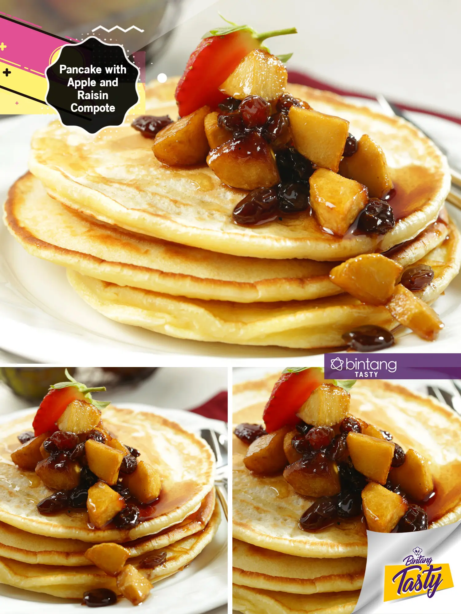 Pancake with Apple and Raisin Compote. (Foto: Bintang.com/Daniel Kampua, Digital Imaging/Nurman Abdul Hakim, Chef: Arum Sari)