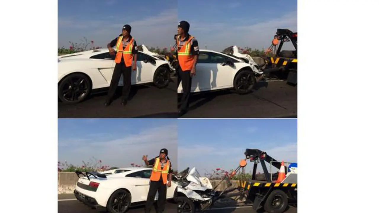 Lamborghini Tabrak Truk Hingga Terguling, Arah Bandara Macet