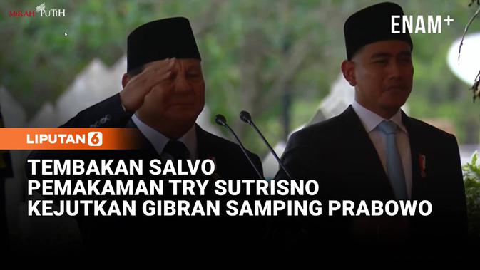 Momen Tembakan Salvo Kejutkan Wapres Gibran Samping Prabowo saat Pemakaman Try Sutrisno
