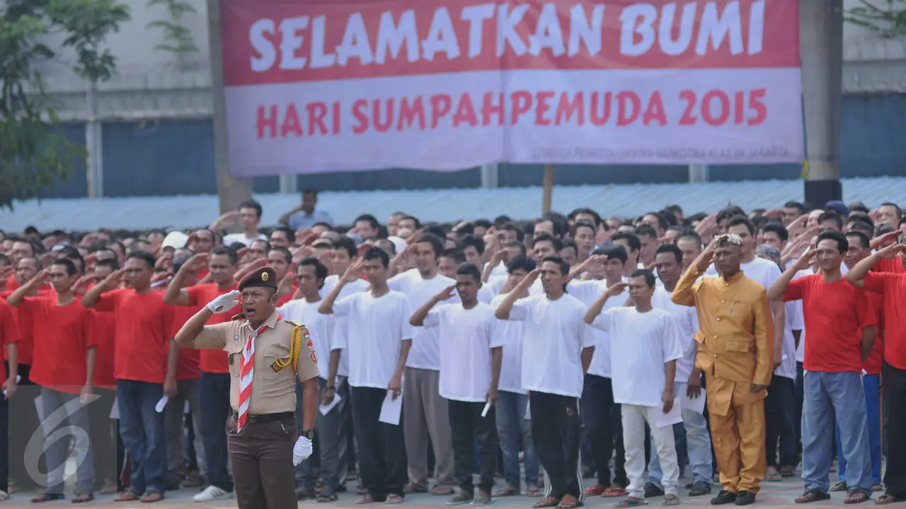 20151028-Ribuan Napi Narkotika Coba Pecahkan Rekor MURI di Hari Sumpah Pemuda-Jakarta