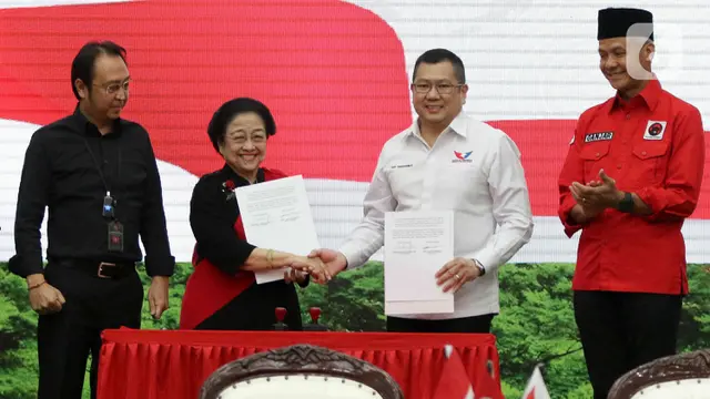 Megawati Soekarnoputri,  Hary Tanoesoedibjo dan Ganjar Pranowo