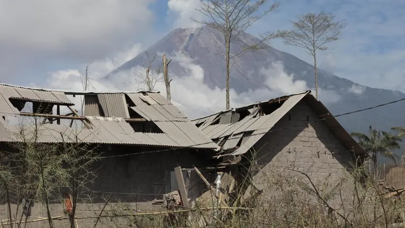 Kondisi Gunung Semeru masih mengeluarkan awan panas. (Dian Kurniawan/liputan6.com)