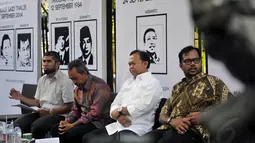 Sekjen Partai Nasdem Patrice Rio Capella yang hadir dalam acara tersebut menjamin menteri yang dipilih Jokowi nanti akan bebas dari masalah HAM, Jakarta, (11/9/14).(Liputan6.com/Johan Tallo) 