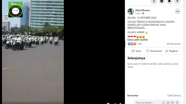 Klaim Video Rombongan Bermotor FPI saat Demonstrasi 13 Oktober 2020