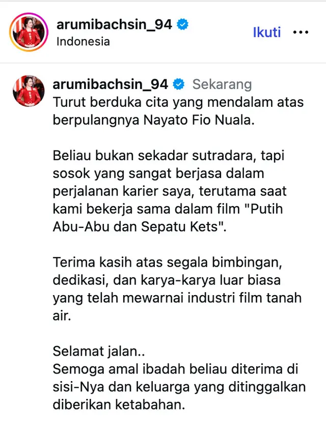 Arumi Bachsin. (Foto: Dok. Instagram @arumibachsin_94)