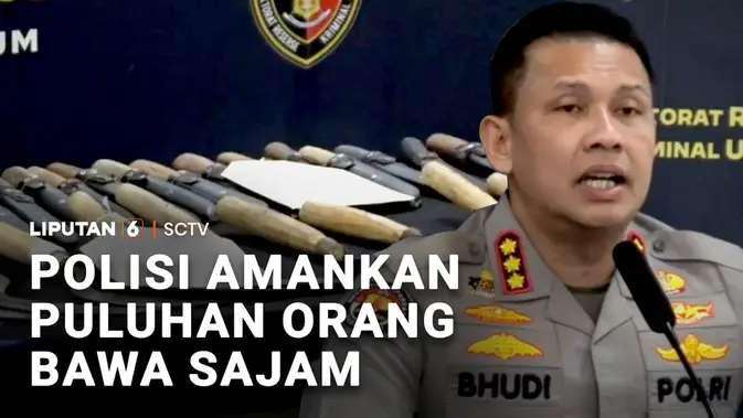 Polisi Amankan Puluhan Orang Bawa Sajam