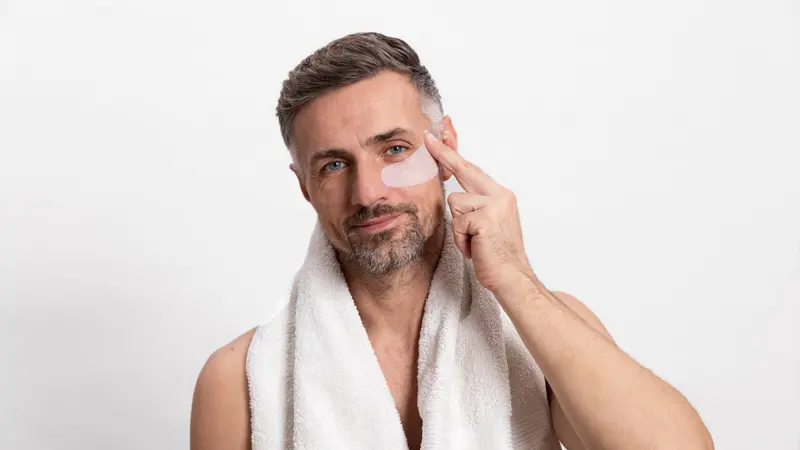 Ilustrasi perawatan kulit pria, pria mencuci wajah, kulit wajah