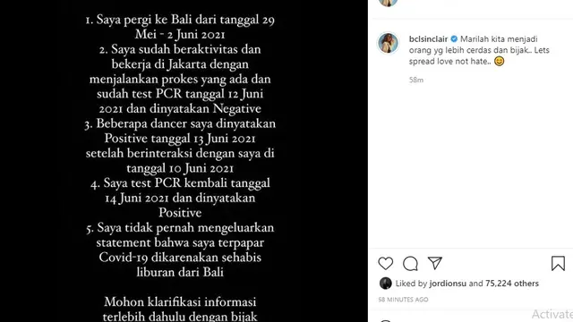 Bunga Citra Lestari alias BCL (Foto: Instagram/@bclsinclair)