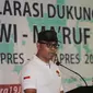 Ketua Tim Cakra19, Andi Widjajanto memberi sambutan pada Deklarasi Dukungan Jokowi-Ma’ruf Amin sebagai Capres dan Cawapres 2019 di Jakarta, Minggu (12/8). Kata Cakra diambil dari bahasa Sansekerta. (Liputan6.com/Fery Pradolo)