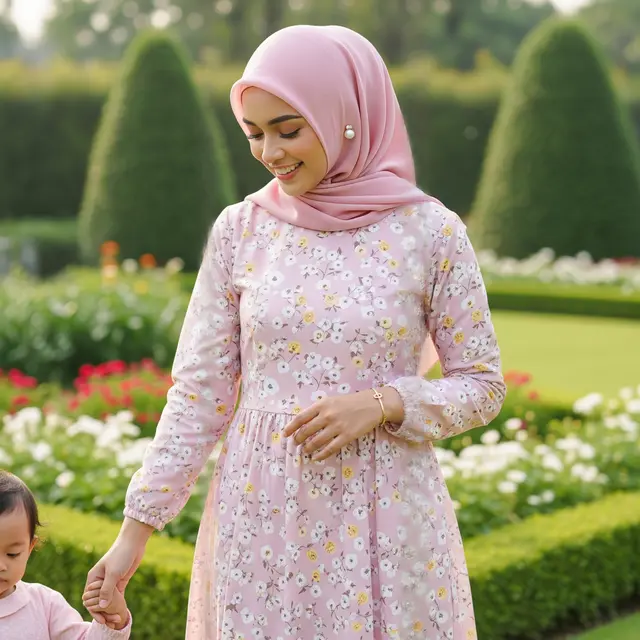 Inspirasi Gamis Warna Lembut untuk Ibu Muda (Image by Gemini AI)