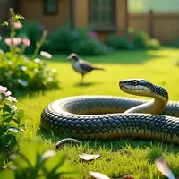 Ular muncul di pekarangan rumah. ©Ilustrasi MetaAI