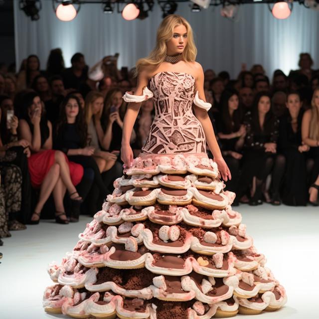 6 Editan Foto Gaun Fashion Show Bentuk Makanan Ini Bikin Lapar Lihatnya