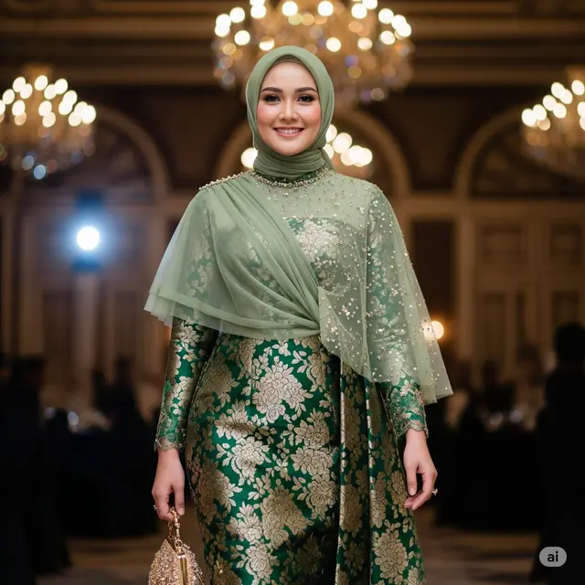 Gamis Brokat + Outer Tulle Cape Asimetris