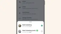 CEO Meta Mark Zuckerberg mengumumkan kehadiran fitur baru yang memungkinkan pengguna WhatsApp memiliki dua akun di satu perangkat. (Dok: Meta)