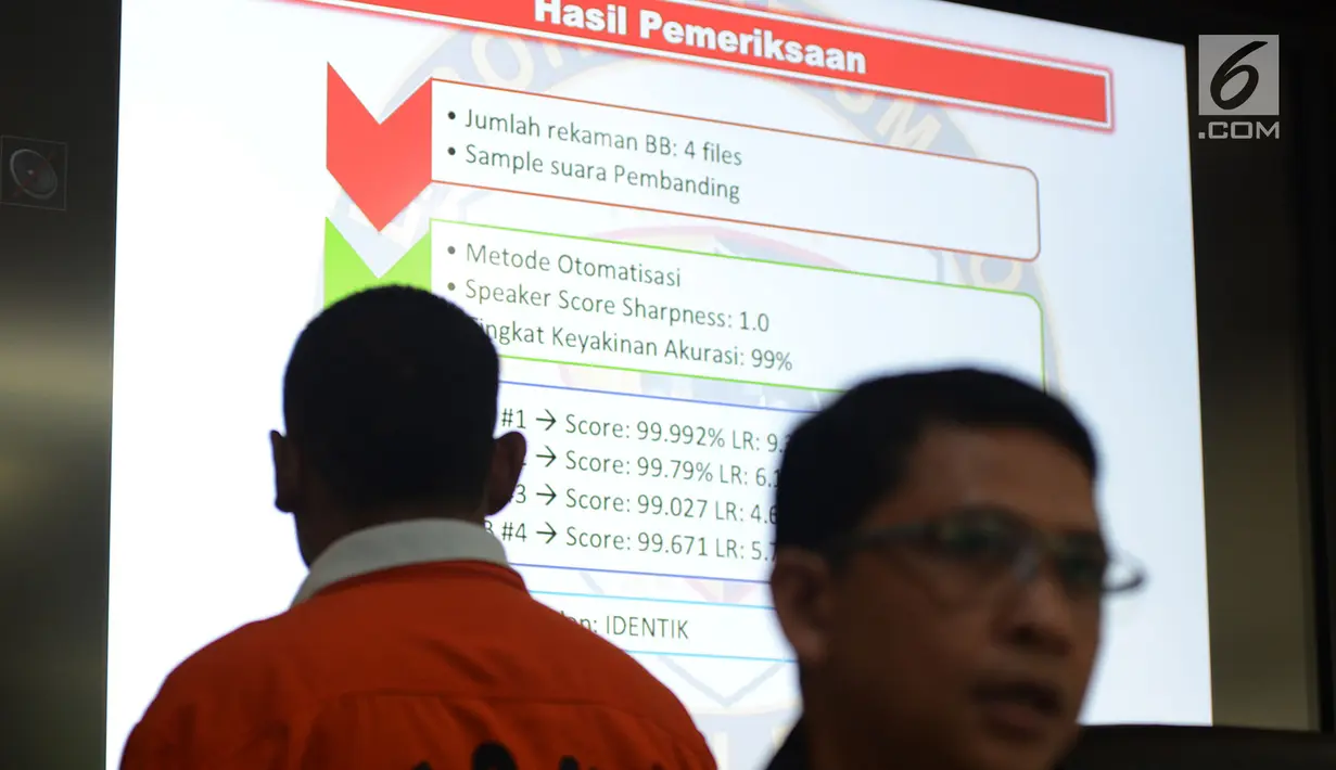 Direktorat Tindak Pidana Siber Bareskrim Polri menghadirkan tersangka BBP saat Rilis berita hoaks 7 kontainer surat suara tercoblos di Jakarta, Rabu (9/1). BBP diketahui sebagai pemilik suara rekaman hoaks yang viral tersebut. (Merdeka.com/Imam Buhori)