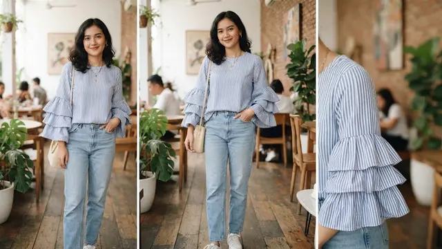 Blouse Salur Ruffle di Lengan