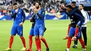 Olivier Giroud dkk membawa Prancis menduduki peringkat kedelapan pada ranging FIFA terbaru dengan koleksi 1208 poin. (AFP/Franck Fife)
