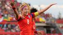 Cho So-Hyun. Gelandang Timnas Korea Selatan tampil dengan ciri khas rambutnya yang panjang terkuncir. Saat ini bermain untuk Tottenham Hotspur di FA Women's Super League dengan status pinjaman dari West Ham United. (AFP/Andre Ringuette/Getty Images)