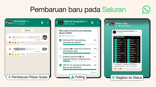 WhatsApp luncurkan beberapa fitur baru buat fitur Channel atau Saluran. (WhatsApp)